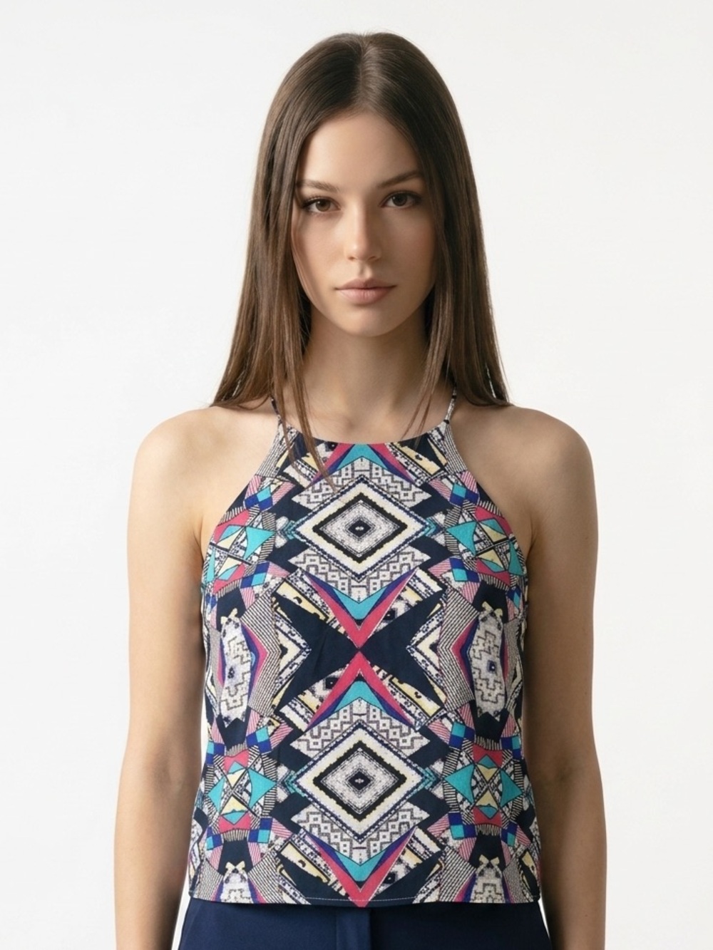 RENEE C. | Geometric Print Colorful Tank Top M